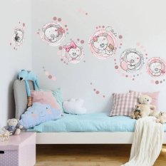 Samolepky na stenu - Ružoví plyšoví medvedíci s menom