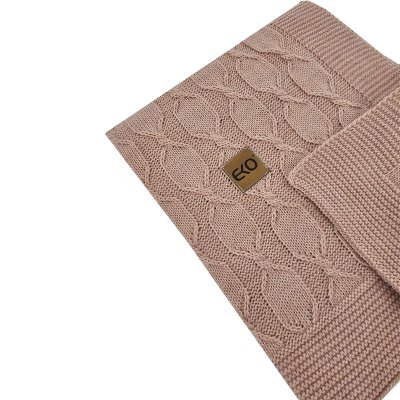 EKO Kocyk dziergany z alpaki Powder Rose 80x100cm