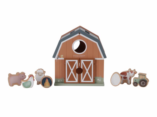 LITTLE DUTCH Domek s vkládacími tvary dřevěný Farma