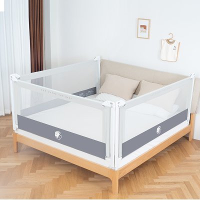 Varovalo za posteljo Monkey Mum® Popular - 180 cm - svetlo sivo