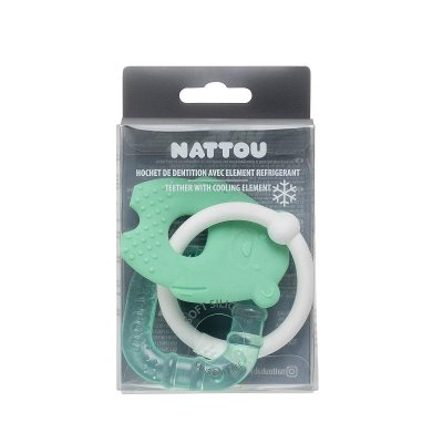 NATTOU Massaggiagengive in silicone con parte rinfrescante senza BPA orsacchiotto verde