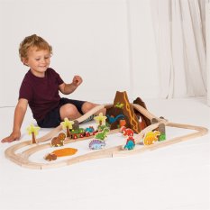 Bigjigs Rail Wooden Train Set Dinosaurs