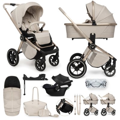 MUUVO SET Kinderwagen 4in1 Quick Boho Beige Set + CBX By CYBEX Aton B2 i-Size + Basis