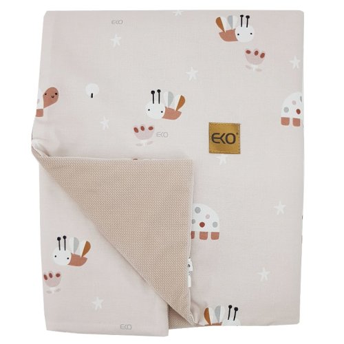 ECO Cotton blanket with VELVET lining Bees Beige 100x80 cm