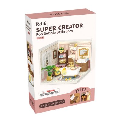 RoboTime 3D Holzpuzzle Miniatur Puppenhaus Mädchen Badezimmer