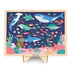 Mudpuppy Puzzle en bois La vie dans l'océan + support 100 pièces