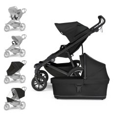 Wózek spacerowy THULE Urban Glide, 4-kołowy, czarno-czarny, zestaw XL