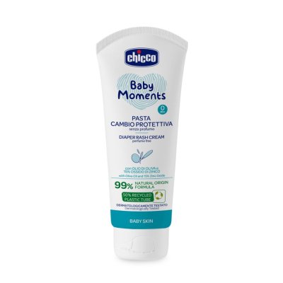CHICCO Baby Moments krem do pupy dla niemowląt bez perfum z 99% naturalnymi składnikami 100ml, 0m+
