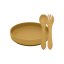 PETITE&MARS Dining set silicone TAKE&MATCH 2 pcs plate + cutlery Intense Ocher 6m+