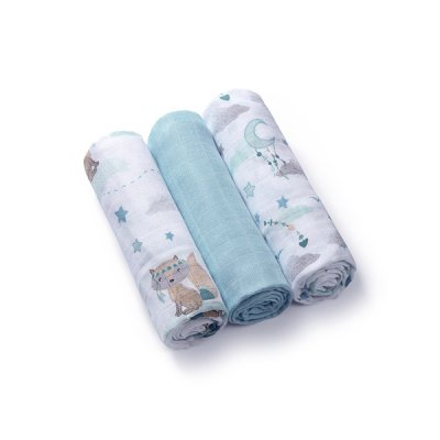 BABYONO Bambusz pelenka 3 db Kék, 70x70 cm
