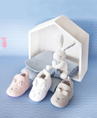 Doudou Poklon set - Set prvih cipelica 0-6 mj. sivo