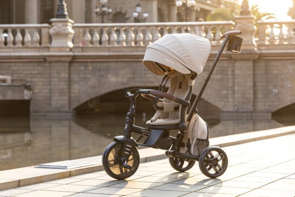 Rowerek trójkołowy QPLAY Comfo Max Grey, 7w1, wiek 10-72 miesiące