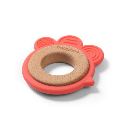 BABYONO Hryzátko dreveno-silikónové Hen