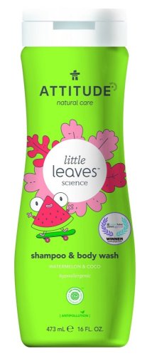 ATTITUDE Children's body soap and shampoo (2in1) Little leaves with the scent of watermelon and coconut 473 ml