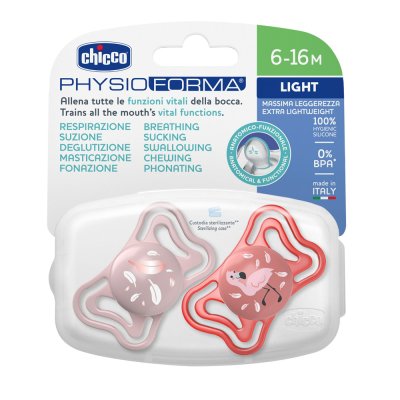 CHICCO Dudlíky Physio Light silikonové růžové 6-16m, 2 ks