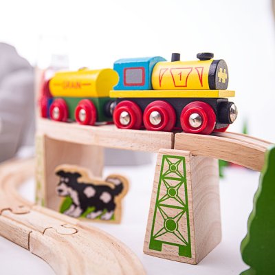 Bigjigs Rail Caminho de Montanha em Madeira para Comboios 112 peças