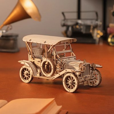 RoboTime Drewniane Mechaniczne Puzzle 3D Zabytkowy Samochód
