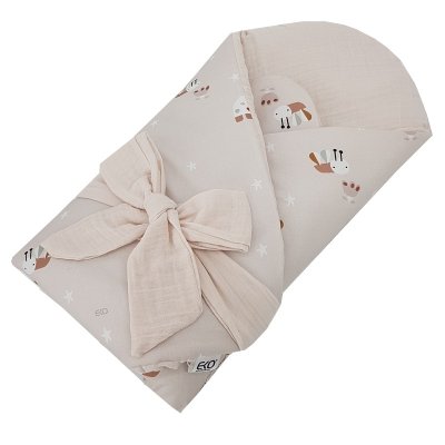 EKO Musselin-Wickeltuch mit herausnehmbarer Kokosnusseinlage Bees Musselin Beige 75x75 cm