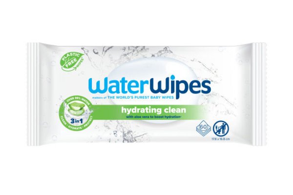 12x WATERWIPES Chusteczki nawilżane Hydrating clean with aloe vera 3in1 60 szt. (720 szt.)