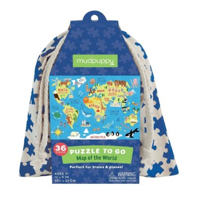 Puzzle Mudpuppy Mapa do Mundo em saco de tecido 36 peças
