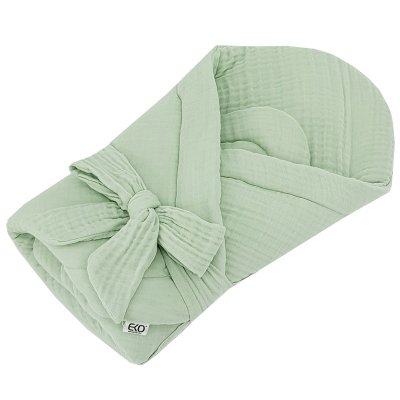 EKO Muslin Swaddle med kokosinsats och rosett Mint 75x75 cm