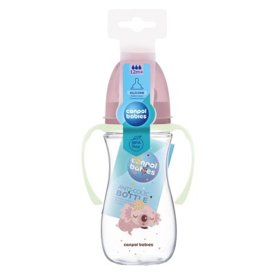 CANPOL BABIES Anti-Kolik-Flasche mit leuchtenden Griffen EasyStart Sleepy Koala 300 ml rosa