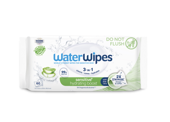 6x WATERWIPES Chusteczki nawilżane Hydrating clean with aloe vera 3in1 60 szt. (360 szt.)