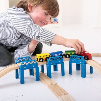 Bigjigs Rail Drewniane tory zestaw konstrukcja mostu