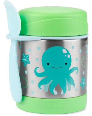 SKIP HOP Zoo Food Thermos with Spoon/Fork Octopus 325 ml, 3+