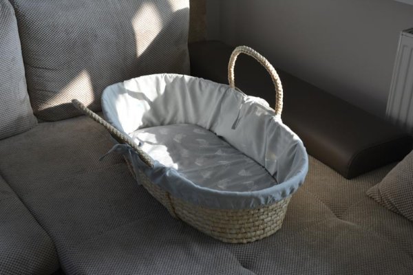AHOJBABY Baby Moses Korbbezug Bio-Baumwolle Weiß