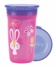 NUBY bögre nem folyós 360° 300ml, 6 m+ rózsaszín/lila