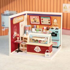 RoboTime 3D drevená skladačka Miniatúra domčeka Predajňa zmrzliny