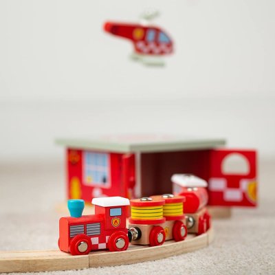 Bigjigs Rail Feuerwehrzug + 3 Schienen