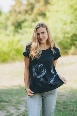 Maglietta da allattamento Monkey Mum® nero - scimmietta