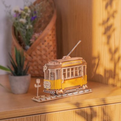 RoboTime Drewniane puzzle 3D Tramwaj historyczny