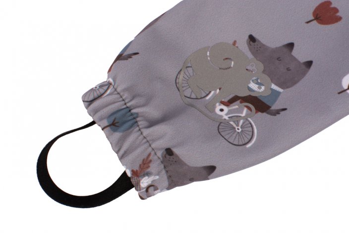 Säädettävät lasten softshell-housut kalvolla Monkey Mum® – Sudet pyöräilemässä