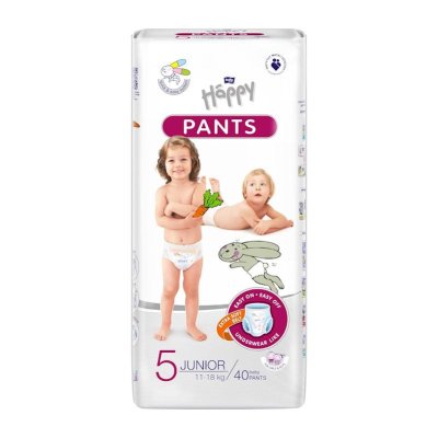 4x BELLA HAPPY Pants Kalhotky plenkové jednorázové 5 Junior (11-18 kg) 40 ks