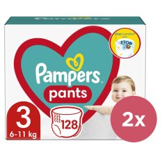 2x PAMPERS Pants Pleničke za enkratno uporabo 3 (6-11 kg) 128 kom - MEGA PAKET