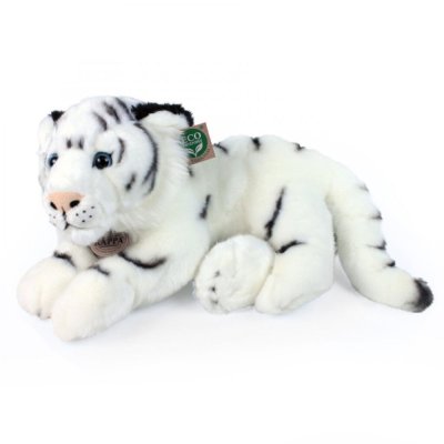 Rappa Plišasti tiger bel ležeči 36 cm ECO-FRIENDLY