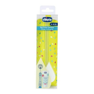 CHICCO Juego de cepillo de dientes y pasta de dientes en estuche - Tiger, 3 años+