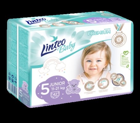 LINTEO BABY Premium Pieluchy jednorazowe 5 JUNIOR (11-21 kg) 42 szt.