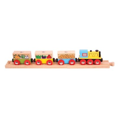 Bigjigs Rail Pociąg towarowy z warzywami + 3 tory