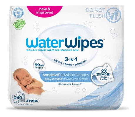 4X WATERWIPES Toalhitas húmidas Newborn&Baby 3in1 60 unidades (240 unidades)