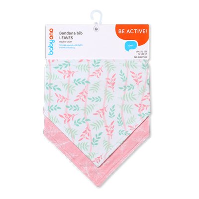 BABYONO Leaves cotton bib 2pcs, 0m+