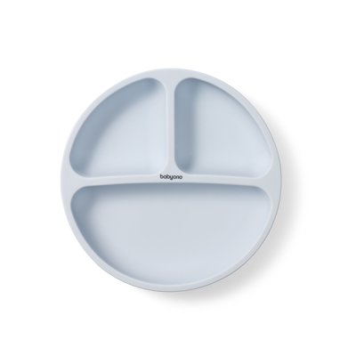 BABYONO Assiette silicone avec ventouse - bleu 6m+