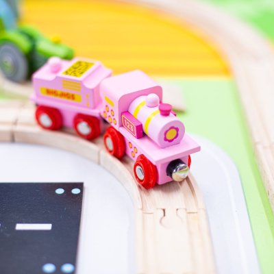 Bigjigs Rail Rosa Lokomotive mit Tender