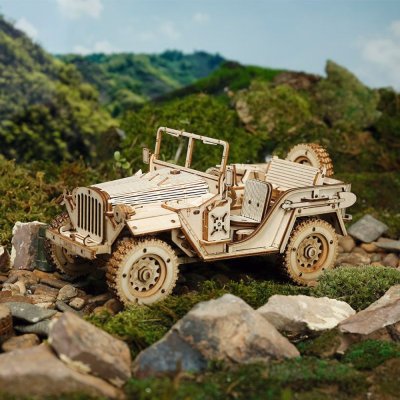 RoboTime 3D Drewniane puzzle model Wojskowy Jeep