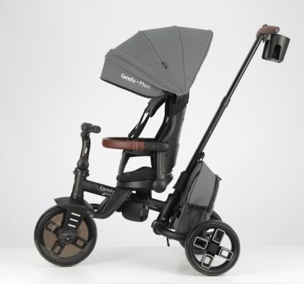 Rowerek trójkołowy QPLAY Comfo Max Grey, 7w1, wiek 10-72 miesiące