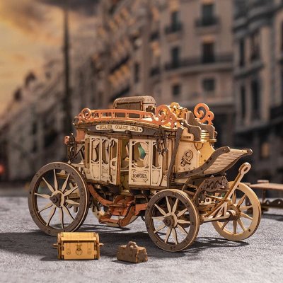 RoboTime Drewniane puzzle 3D pozytywka Powóz