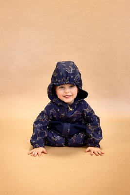Monkey Mum® Softshell jumpsuit met membraan - Vossen en paddenstoelen - maat 98/104, 110/116
